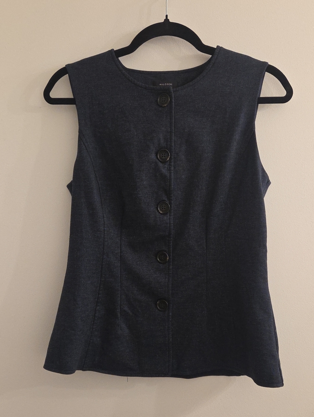 Halogen Long Fitted Vest In Indigo Navy, Size 4
